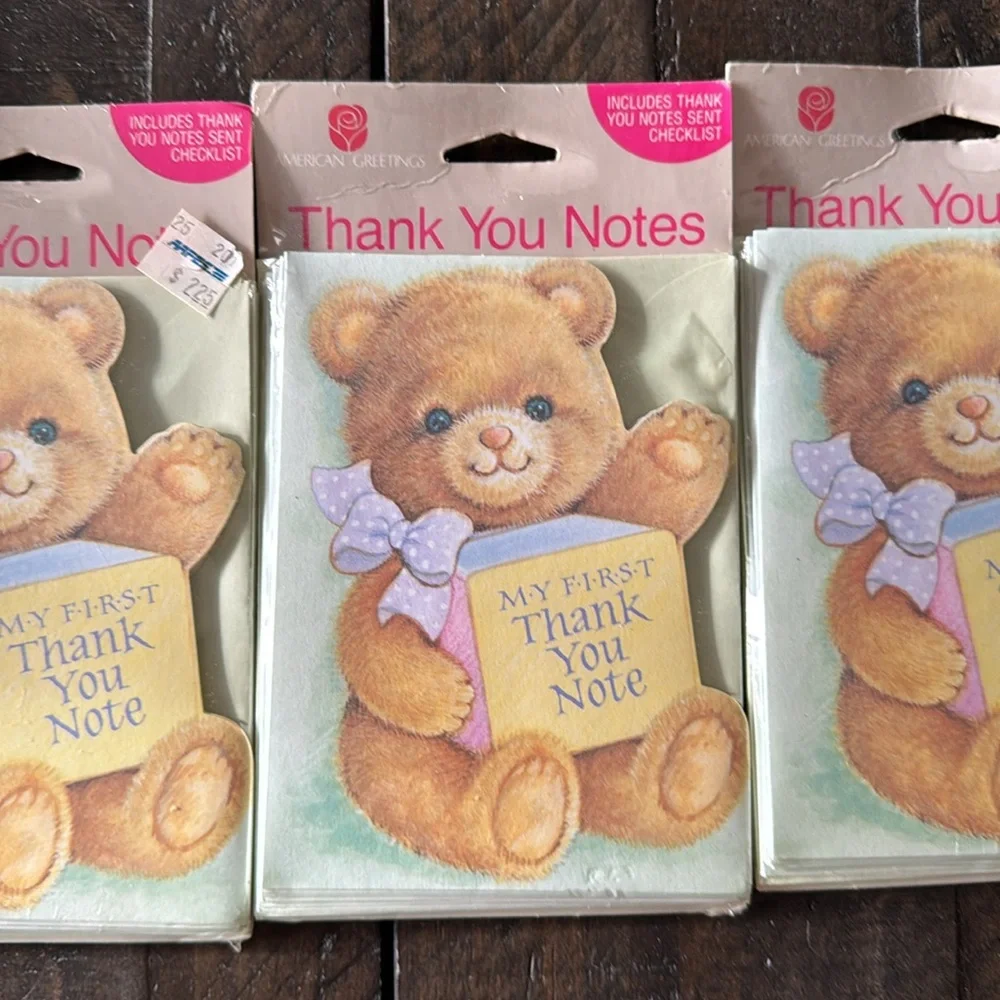 3 packages of vintage American Greetings baby thank you cards.
